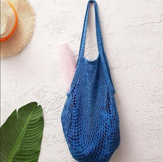 Casual Drawstring Mesh Tote Bag, Large Capacity Foldable Beach Handbag - Image 2