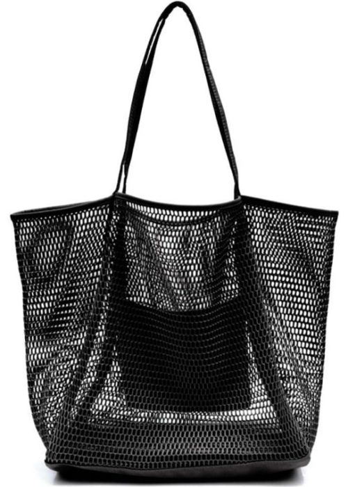 Lightweight Mesh Tote Bag, Foldable Travel Shoulder Bag, Holiday Beach Carry-on Bag
