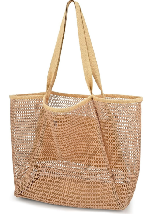 Vacation Style Mesh Handbag, Pool and Beach Carry-on Bag, Lightweight Foldable Storage Bag