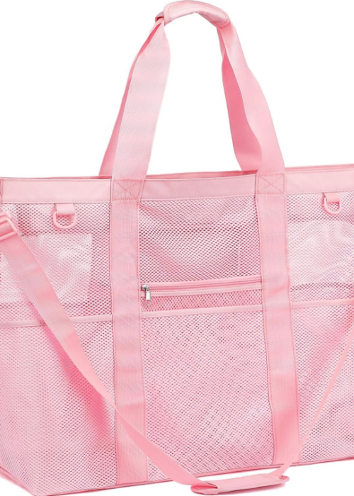 Zipper Pocket Secure Beach Mesh Bag, Family Travel Toy Storage Bag, Cruise Vacation Essential