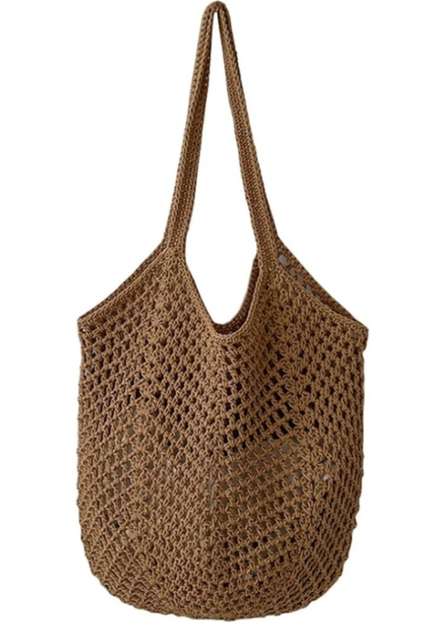 Summer Crochet Mesh Storage Bag, Large Capacity Soft Foldable Shoulder Bag