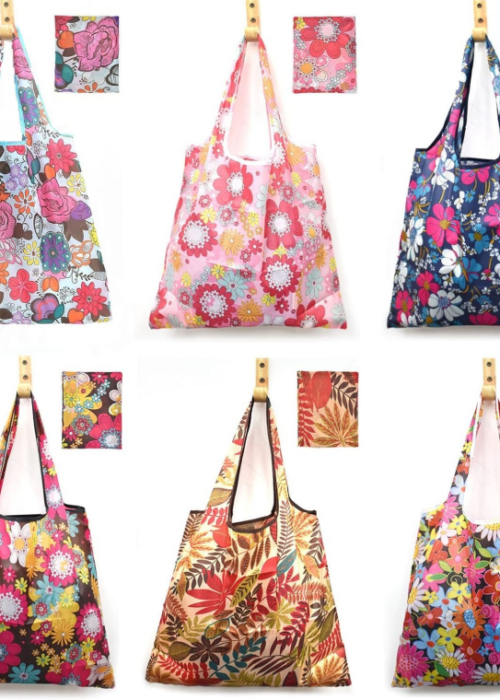 Six-pack Tear-resistant Nylon Shopping Bags, 50lb Load Capacity, Foldable and Easy to Clean, Suitable for Beach Trips