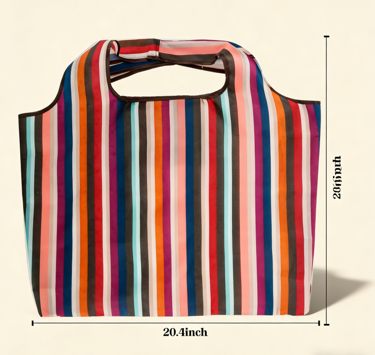 Two-pack Rainbow Colored Nylon Shopping Bags, Foldable and Portable, Durable and Wear-resistant Material - Image 3