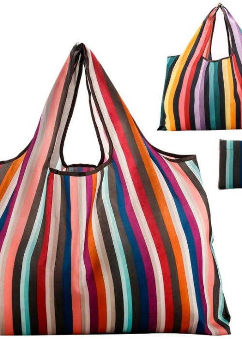 Two-pack Rainbow Colored Nylon Shopping Bags, Foldable and Portable, Durable and Wear-resistant Material