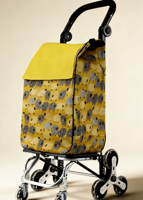 Foldable stair-climbing shopping cart with 8 wheels and a detachable shopping bag, heavy-duty design suitable for supermarkets, travel, and various other scenarios.