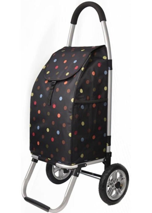 Lightweight, large-capacity foldable shopping cart with a detachable shopping bag, offering flexible movement for everyday shopping.