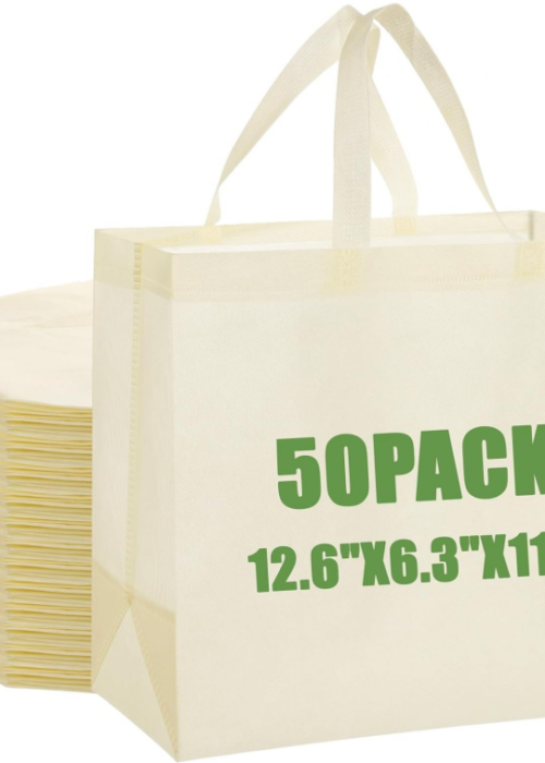 Fifty Non-woven Fabric Shopping Bags Wholesale Pack, Large Capacity and Foldable, Suitable for Store Events