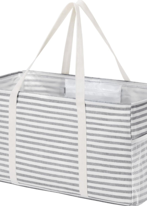 Single 46-liter Metal Frame Shopping Bag, Self-standing and Foldable, Suitable for Storage, Beach, and Car Use