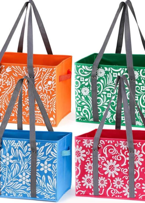 Four-pack Foldable Storage Box Shopping Bags, Reinforced Bottom Suitable for organizing and categorizing items