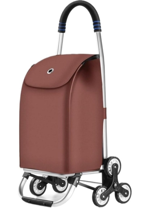Foldable shopping trolley with a detachable, waterproof Oxford cloth shopping bag, suitable for grocery shopping and carrying clothes, with multiple wheel options available.