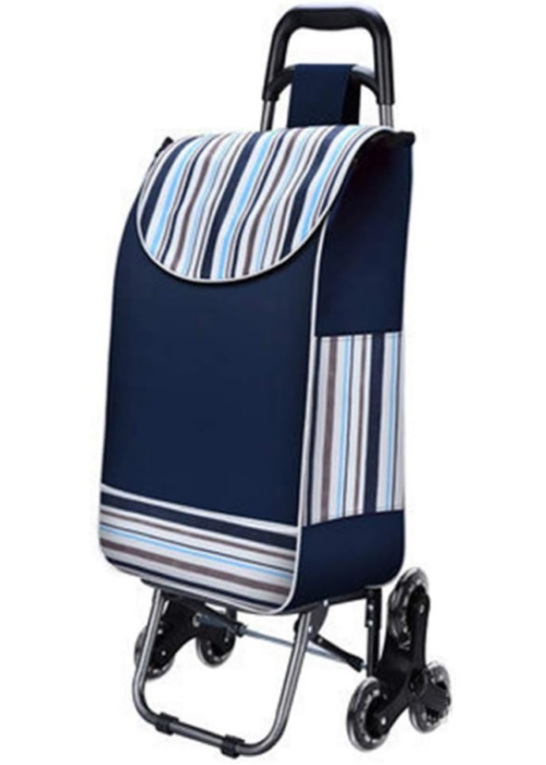 Lightweight foldable shopping cart made of waterproof Oxford cloth material, with a 35-liter capacity, easy to store and carry.