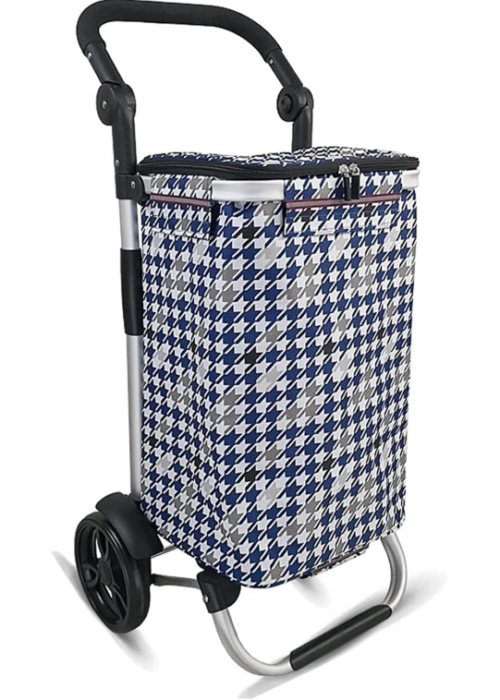 Multi-functional foldable trolley with a 40-liter capacity design, combining luggage cart and shopping cart functions for convenient mobility.